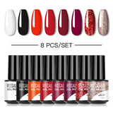 ROSALIND Mini Soak Off Gel Polish Set 8PCS Set Bright For Nail Art Design LED/UV Lamp