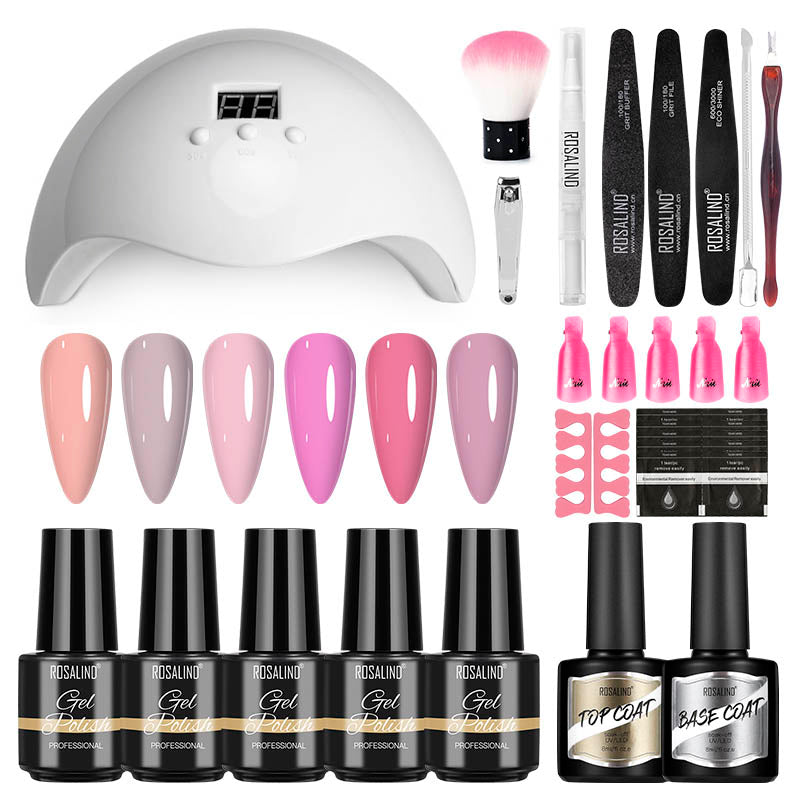Buy Gellen Gel Nail Polish Kit with U V LED Light 54W Nail Dryer, 6 Gel Nail  Nude Colors, No Wipe Top Base Coat, Nail Art Decorations, Manicure Tools,  All-In-One Manicure Kit,