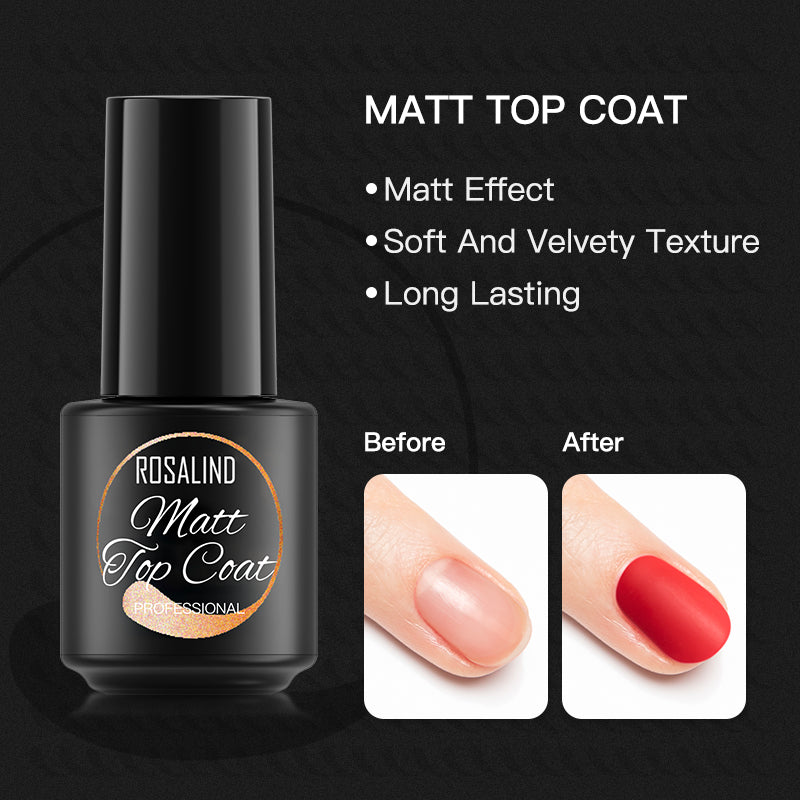 ROSALIND Gel Polish Matt Top Coat Soak Off UV/LED Lamp Keep Your Nails Bright And Shiny For A Long Time