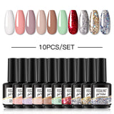 ROSALIND 10PCS Set 40 colors 15ml Soak Off Gel Polish Bright For Nail Art Design LED/UV Lamp