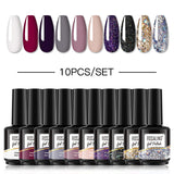 ROSALIND 10PCS Set 40 colors 15ml Soak Off Gel Polish Bright For Nail Art Design LED/UV Lamp