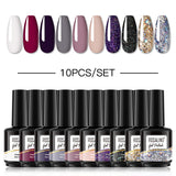 ROSALIND Gel Nail Polish 10Pcs/Set For Manicure Nails Art UV Gel Need Base Top Coat Vernis Semi permanent Nail Polish 15ML