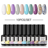 ROSALIND 10PCS Set 40 colors 15ml Soak Off Gel Polish Bright For Nail Art Design LED/UV Lamp