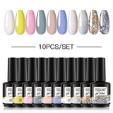 ROSALIND 10PCS Set 40 colors 15ml Soak Off Gel Polish Bright For Nail Art Design LED/UV Lamp