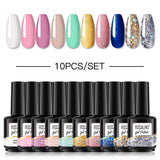 ROSALIND Gel Nail Polish 10Pcs/Set For Manicure Nails Art UV Gel Need Base Top Coat Vernis Semi permanent Nail Polish 15ML