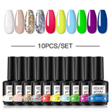 ROSALIND Gel Nail Polish 10Pcs/Set For Manicure Nails Art UV Gel Need Base Top Coat Vernis Semi permanent Nail Polish 15ML