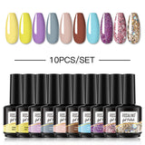 ROSALIND 10PCS Set 40 colors 15ml Soak Off Gel Polish Bright For Nail Art Design LED/UV Lamp