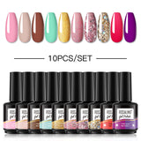 ROSALIND 10PCS Set 40 colors 15ml Soak Off Gel Polish Bright For Nail Art Design LED/UV Lamp