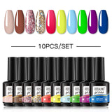 ROSALIND 10PCS Set 40 colors 15ml Soak Off Gel Polish Bright For Nail Art Design LED/UV Lamp