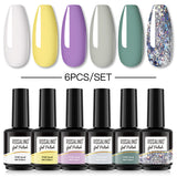 ROSALIND Gel Nail Polish 6Pcs/Set For Manicure Nails Art UV Gel Need Base Top Coat Vernis Semi permanent Nail Polish 15ML
