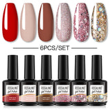 ROSALIND Gel Nail Polish 6Pcs/Set For Manicure Nails Art UV Gel Need Base Top Coat Vernis Semi permanent Nail Polish 15ML