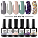 ROSALIND Gel Nail Polish 6Pcs/Set For Manicure Nails Art UV Gel Need Base Top Coat Vernis Semi permanent Nail Polish 15ML