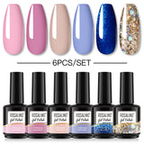 ROSALIND Gel Nail Polish 6Pcs/Set For Manicure Nails Art UV Gel Need Base Top Coat Vernis Semi permanent Nail Polish 15ML