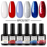 ROSALIND Gel Nail Polish 6Pcs/Set For Manicure Nails Art UV Gel Need Base Top Coat Vernis Semi permanent Nail Polish 15ML