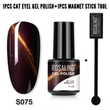 Rosalind Cat Eye Nail Polish 5ml And Cat Eye Effect Fringe Magic Magnet Stick Tool Lamp Cured Shine Gel Polish