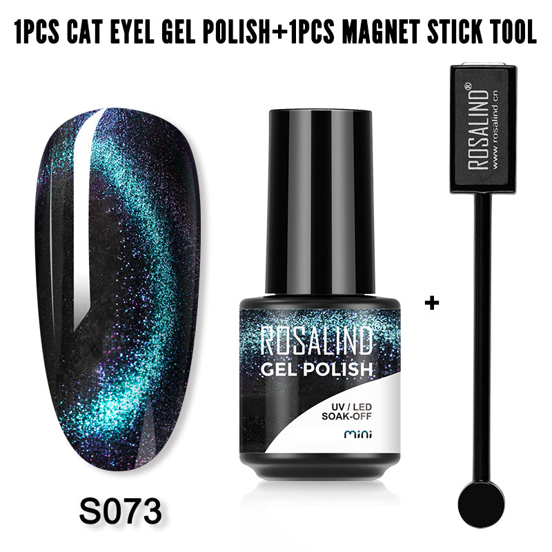 Rosalind Cat Eye Nail Polish 5ml And Cat Eye Effect Fringe Magic Magnet Stick Tool Lamp Cured Shine Gel Polish