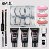 Rosalind 30ML Babe Pink Series Nature Poly Nail With Solution Extension Vernis Gel Kit