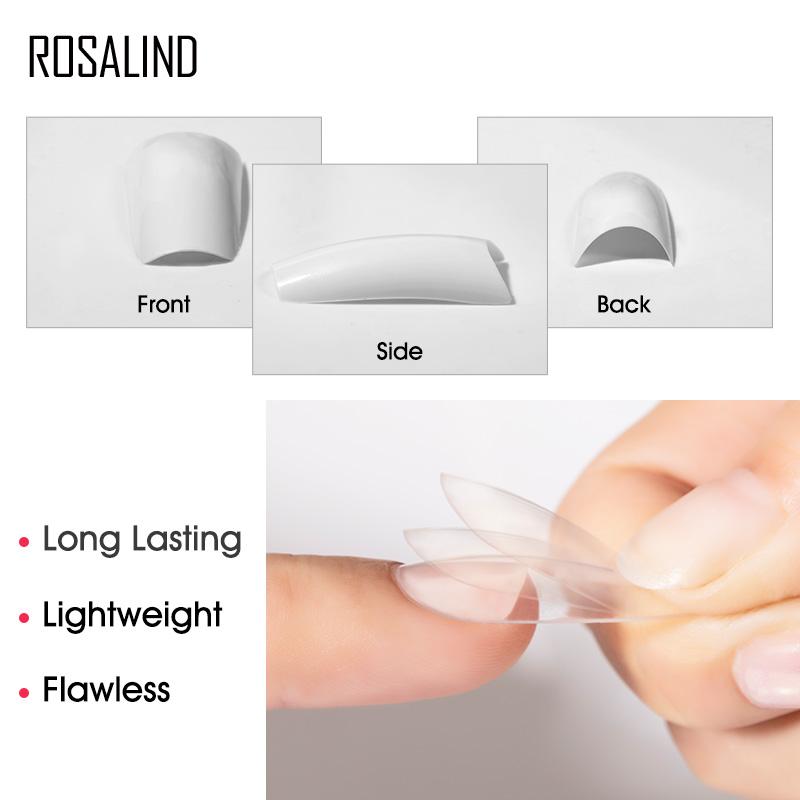 Rosalind 500pcs Fake Nails Half and Full Cover False Nail with Case and Tools