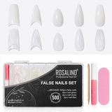 Rosalind 500pcs Fake Nails Half and Full Cover False Nail with Case and Tools
