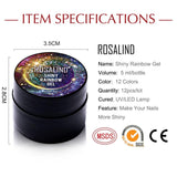 Rosalind Shiny Rainbow Nail Kit 12Pcs/Set 5ML.