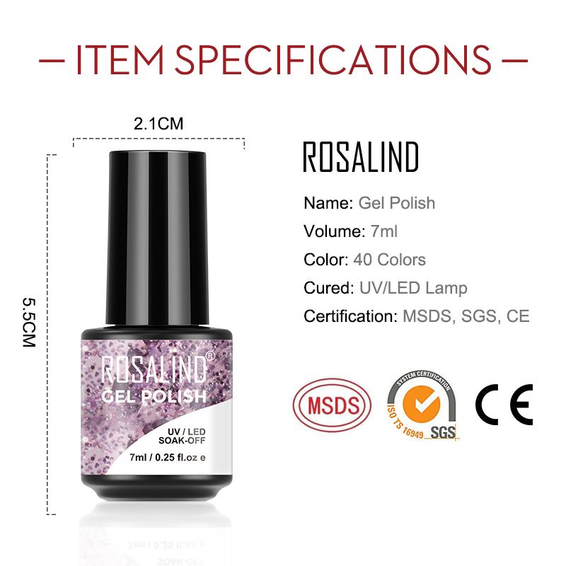 Rosalind-7ML 40 Colors Soak Off Starter Vernis Pure Gel Nail Polish