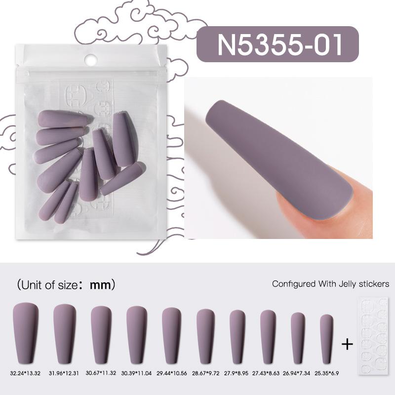 Rosalind Acrylic Glossy/Matte Press on False Nails Coffin Solid Color Nail Sticker