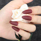 Rosalind Acrylic Matte Press on False Nails Almond Solid Color Nail Glue