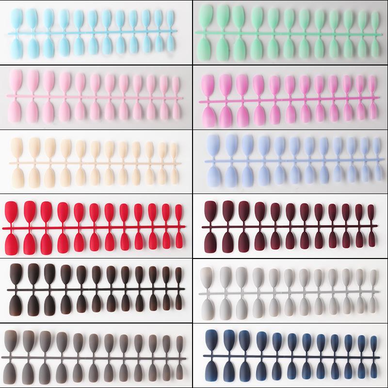 Rosalind Acrylic Matte Press on False Nails Almond Solid Color Nail Glue