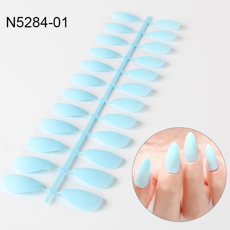 Rosalind Acrylic Matte Press on False Nails Almond Solid Color Nail Glue