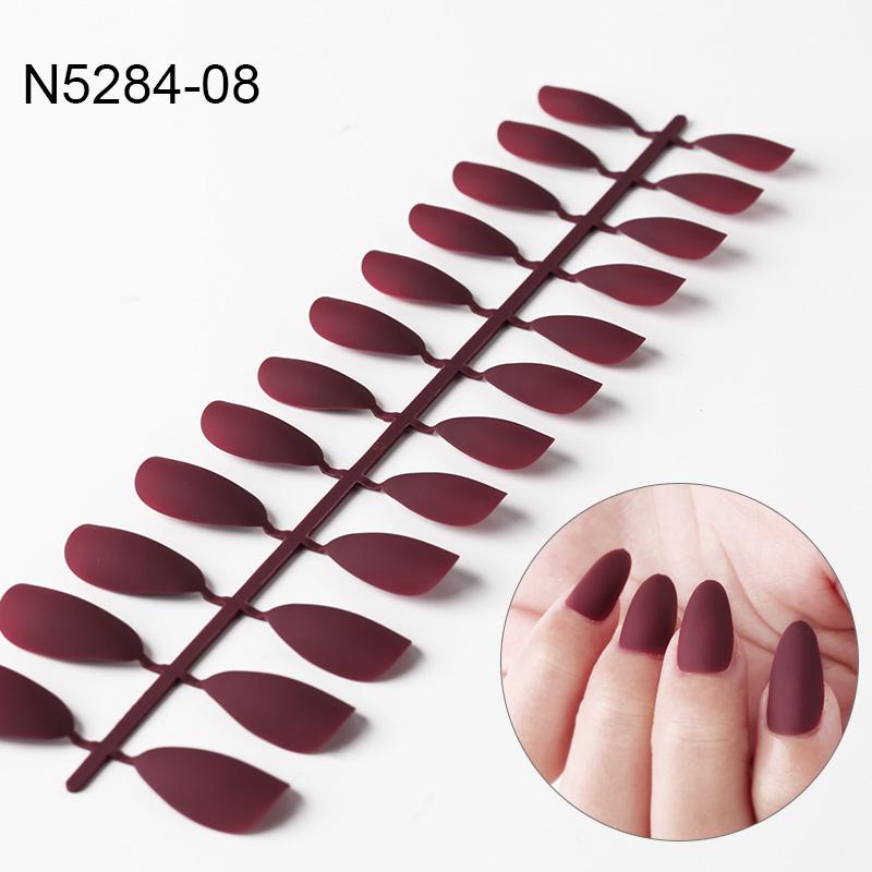 Rosalind Acrylic Matte Press on False Nails Almond Solid Color Nail Glue