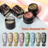 Rosalind brillante diamante nail gel 8 colores 5ML gliter esmalte de uñas